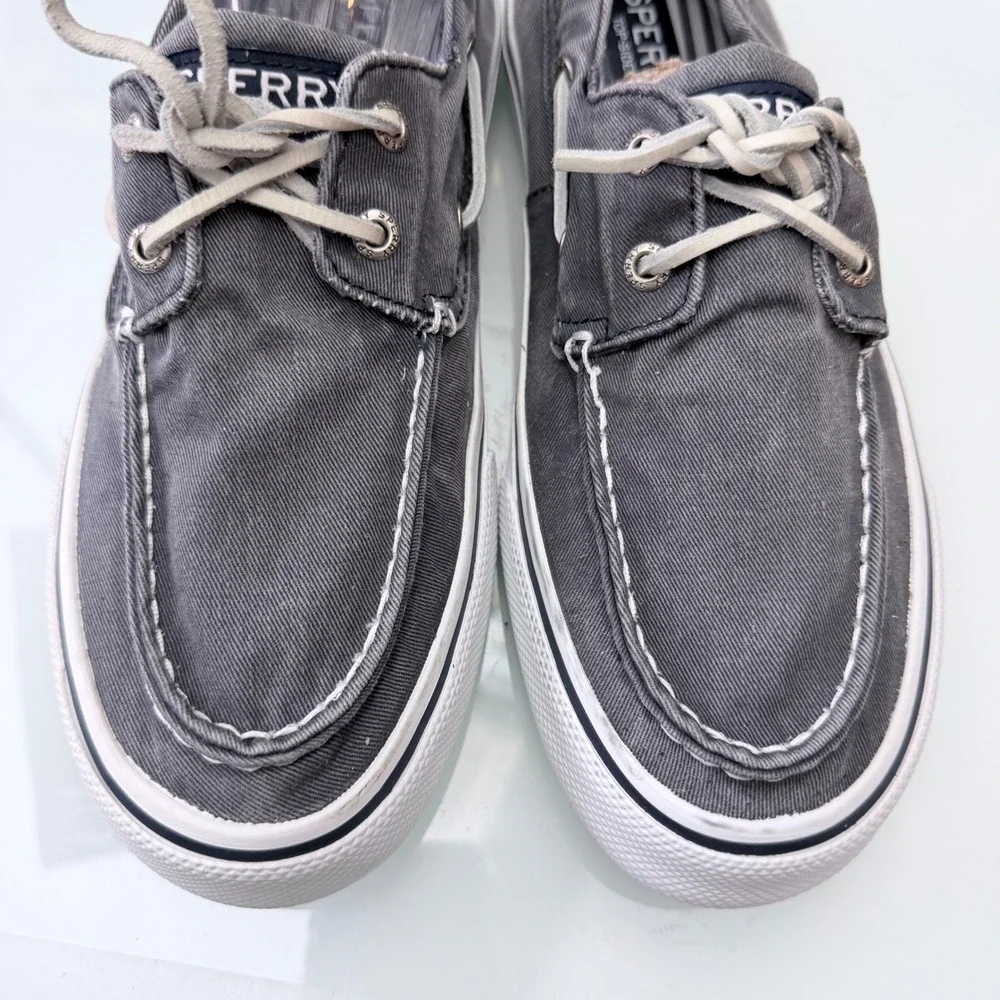 Sperry Top-Sider Bahama 2-Eye Gray Sz 9 Canvas Boat Shoes Mens Sneaker Hybrid